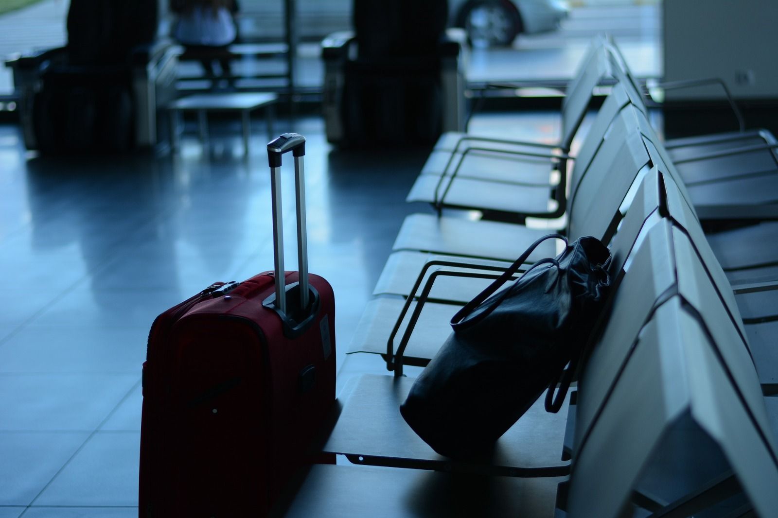 Picture of a travel bag in an Airport Terminal